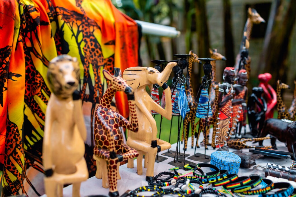 Curio shop at Weruweru River Lodge featuring local Tanzanian crafts and souvenirs