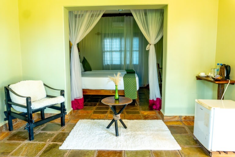 Sitting room lounge area at Weruweru River Lodge, Moshi Tanzania